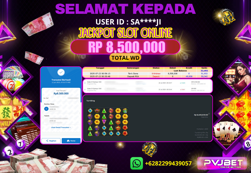 JACKPOT KEMENANGAN SLOT PRAGMATIC “ GATES OF OLYMPUS 1000 ” 8JTAN