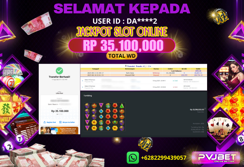 JACKPOT KEMENANGAN SLOT PRAGMATIC “ GATES OF OLYMPUS ” 35 JTAN